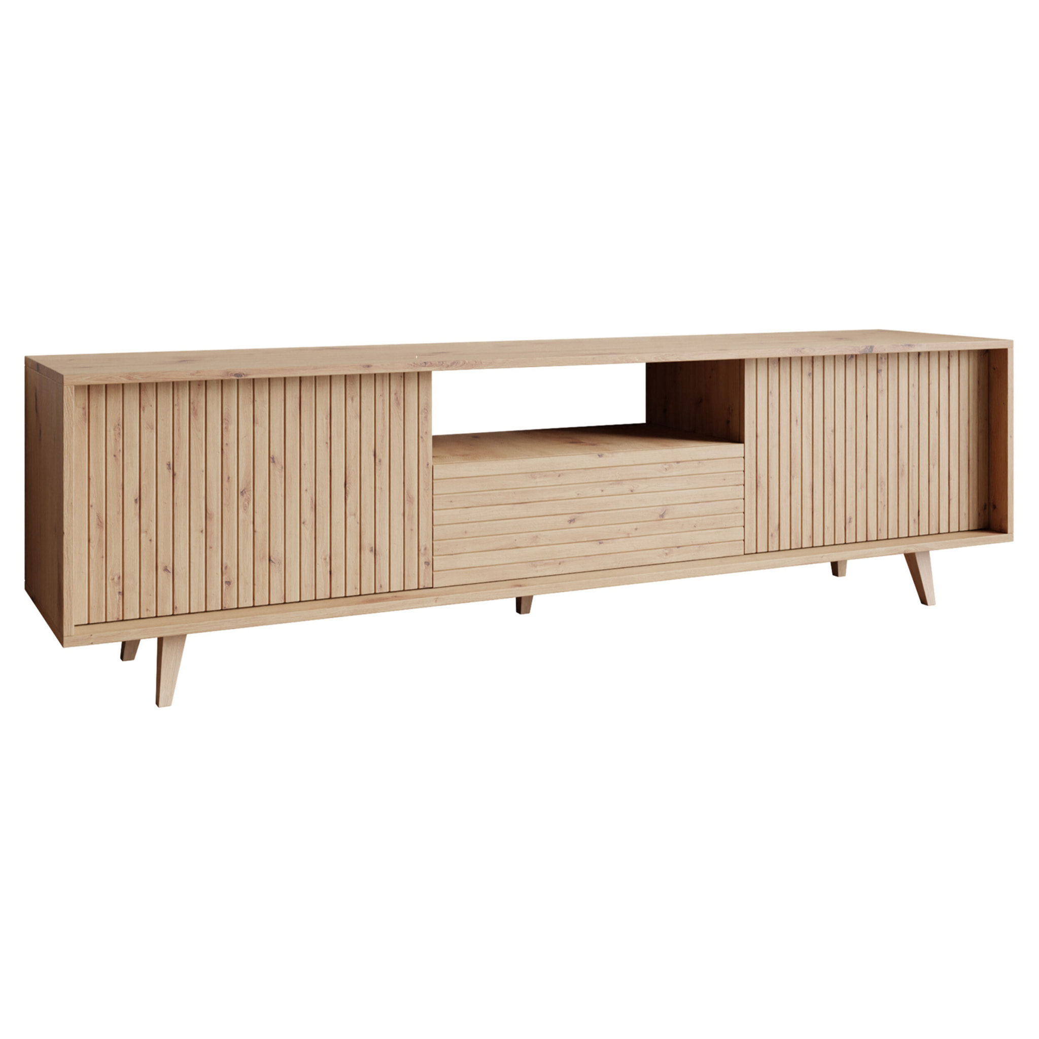 Diego - meuble TV - effet bois - 2 portes et 1 niche -180 cm - Bois