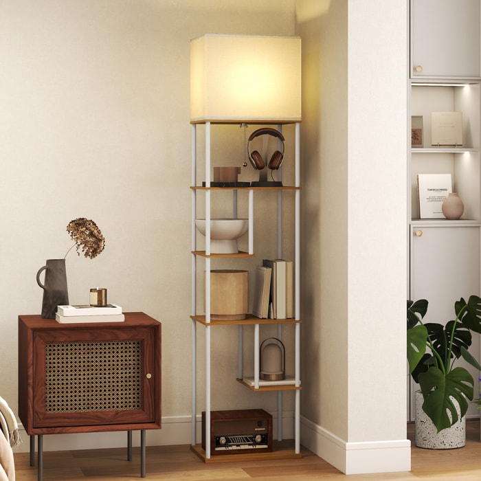 Lámpara de Pie con Estantes, Lámpara Salón con Brillo y Temperaturas de Color Ajustable 3000K-6500K, Control Remoto, Bombilla E27, Temporizador, para Dormitorio, Oficina, Decoración, Natural
