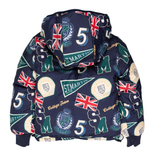 Giubbino nylon double face con badge logo stampato