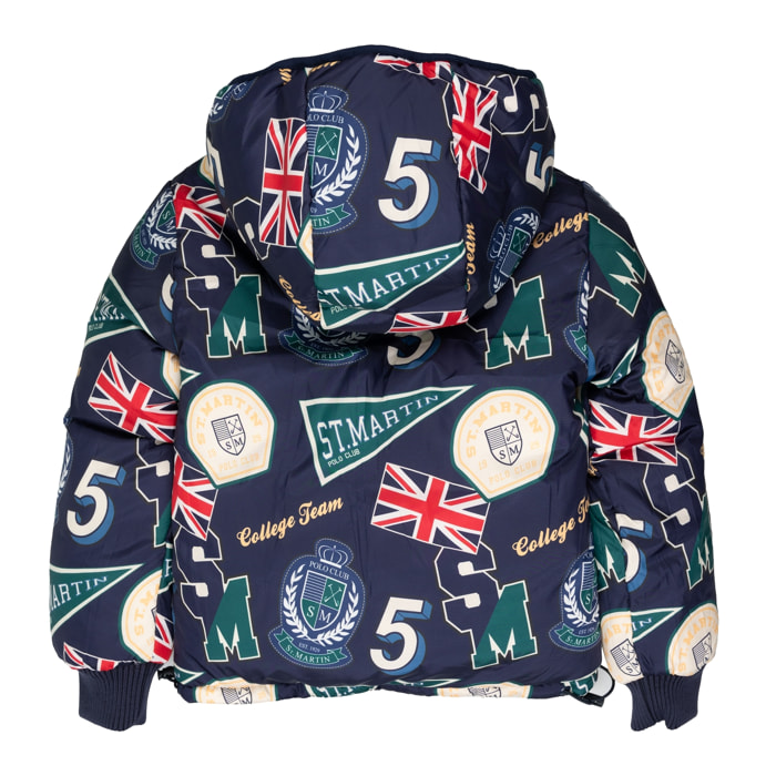 Giubbino nylon double face con badge logo stampato