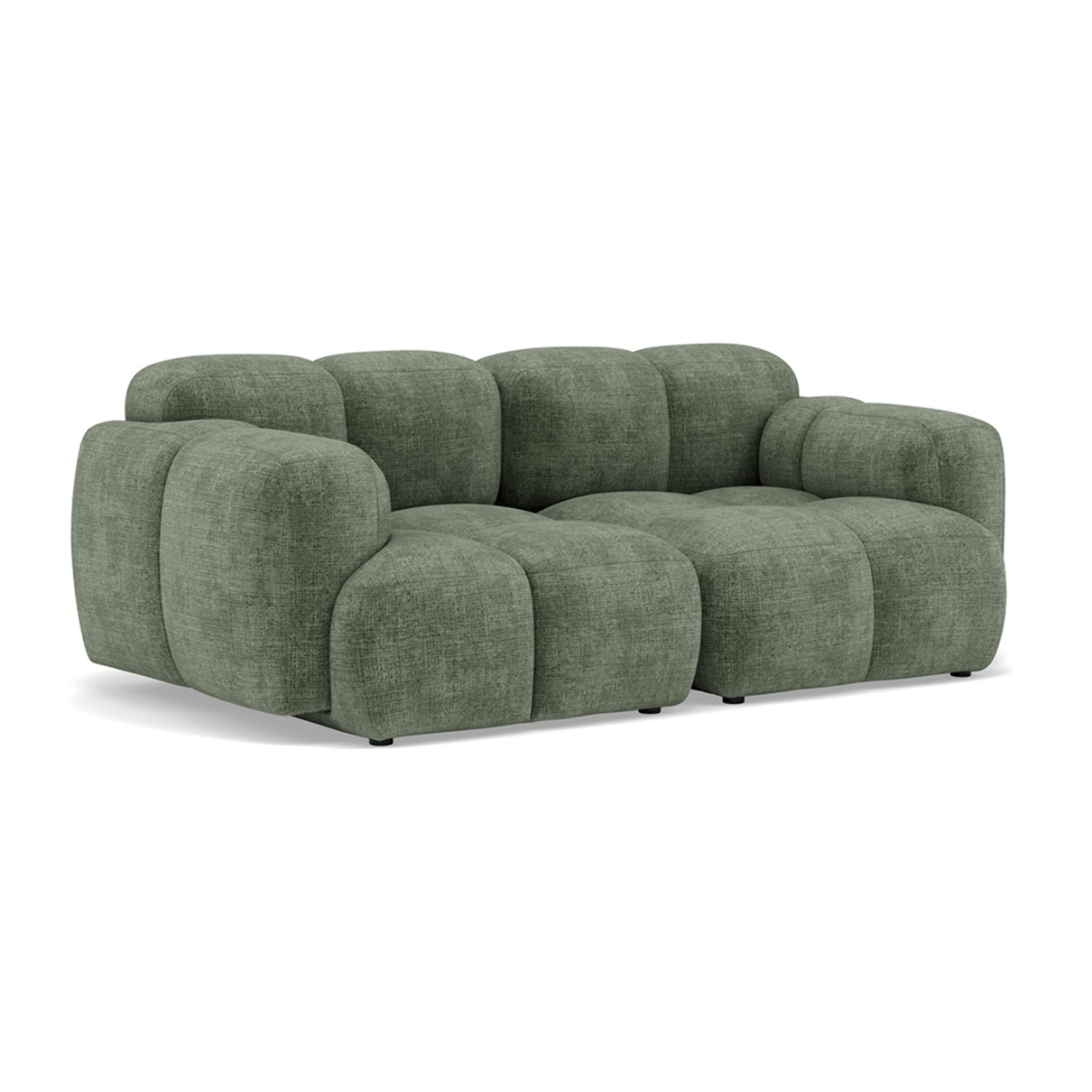 Grace - canapé modulable 2 places en velours texturé - Vert sauge