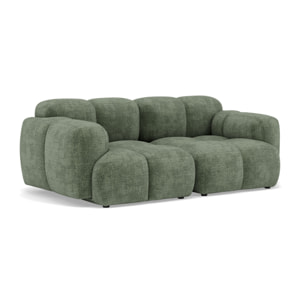Grace - canapé modulable 2 places en velours texturé - Vert sauge
