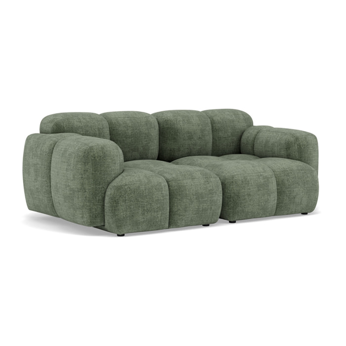 Grace - canapé modulable 2 places en velours texturé - Vert sauge