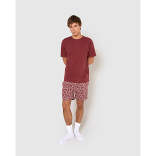 Pijama corto algodón khaul burdeos