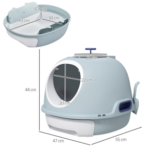 Caja de Arena para Gatos Amplio de PP ABS 47x55x44 cm Azul