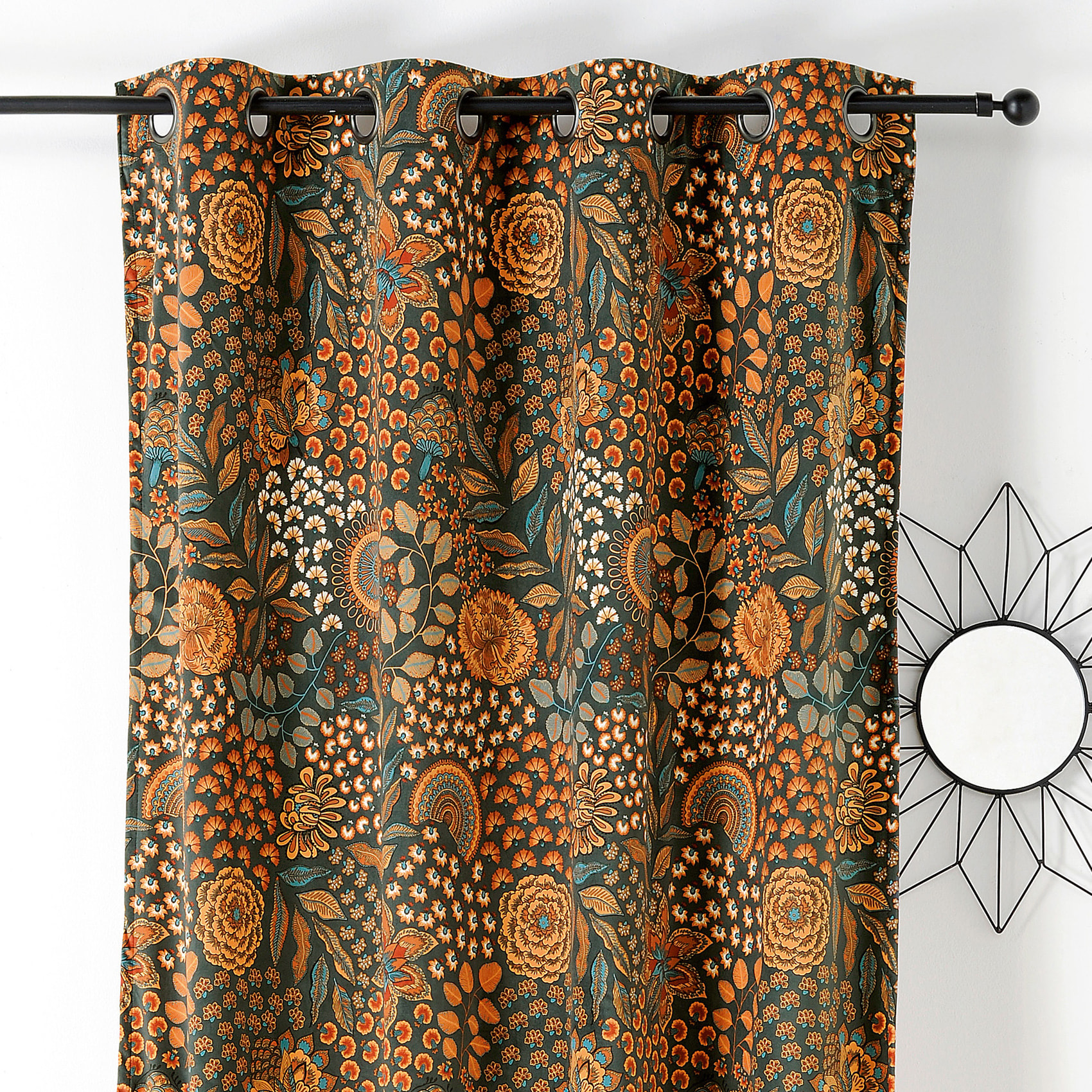 Rideau à Oeillets Motif Cachemire - Vert