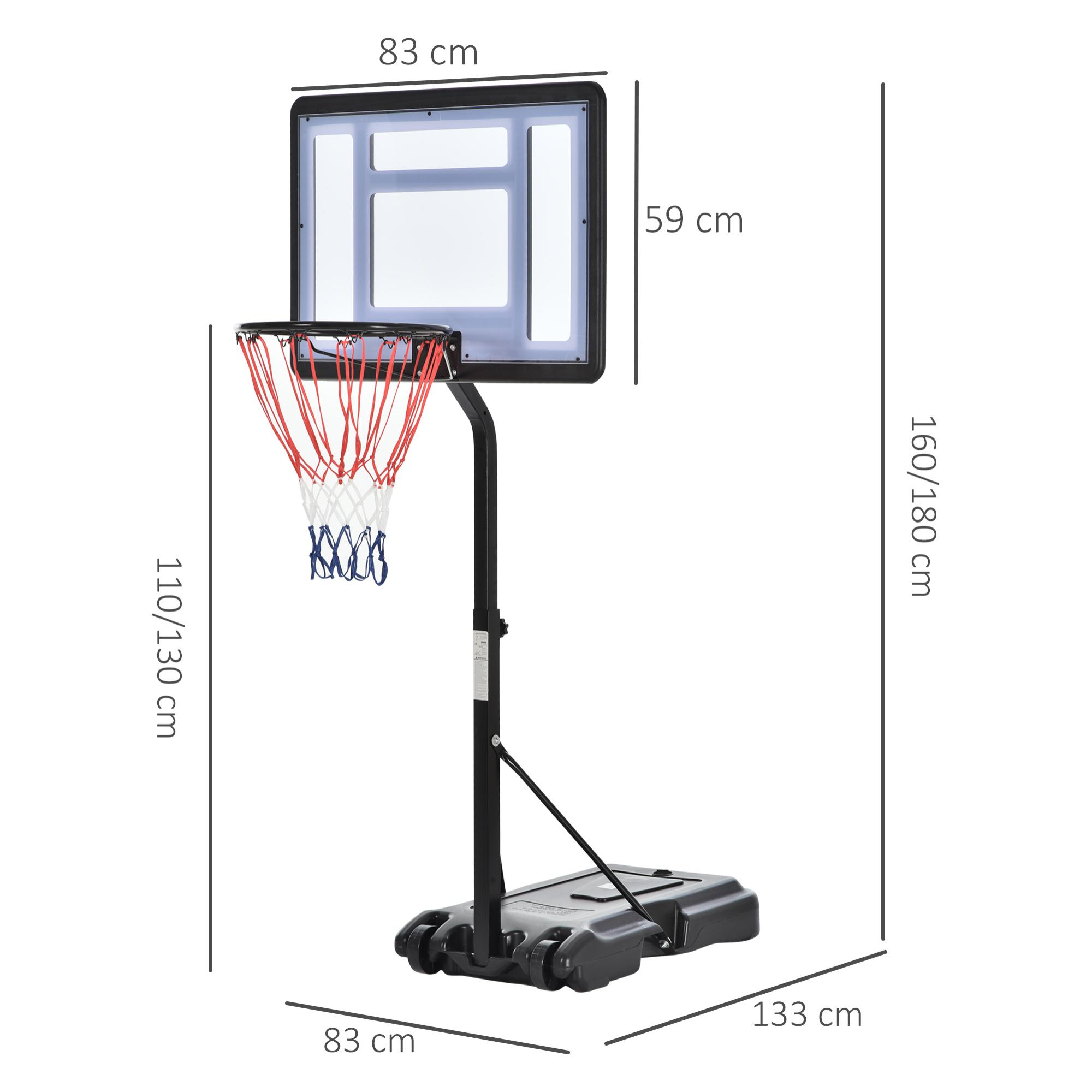 Panier de Basket-Ball sur pied hauteur réglable panier 1,1 - 1,3 m noir blanc