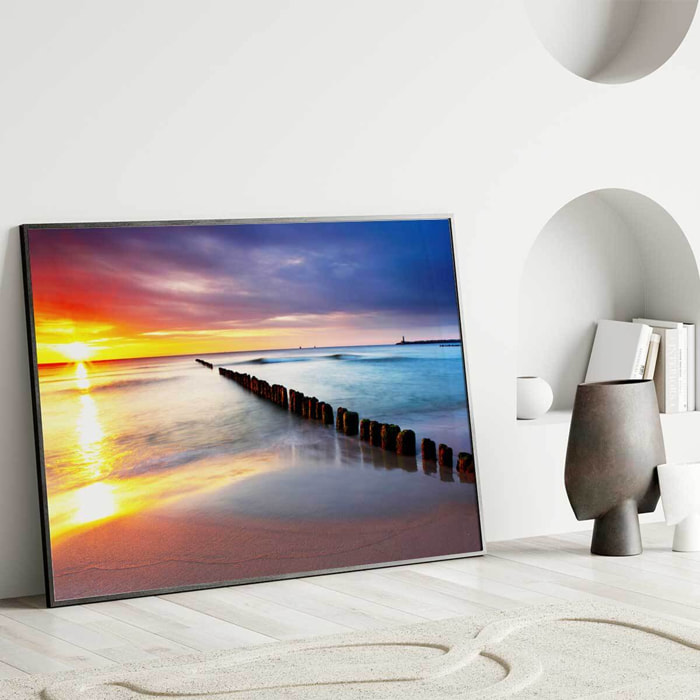 Affiche encadrée mer au coucher de soleil Affiche + cadre en métal - Noir
