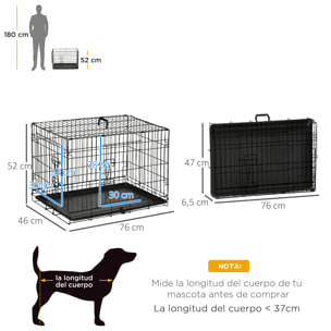 Transportin Jaula Perro de ABS Acero 76x53x57cm Negro