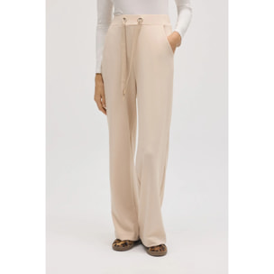 Pantaloni dritti fluidi color avorio