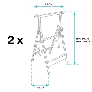 Set di 2 cavalletti telescopici 300kg pieghevoli ideali come trabattello, pontile etc