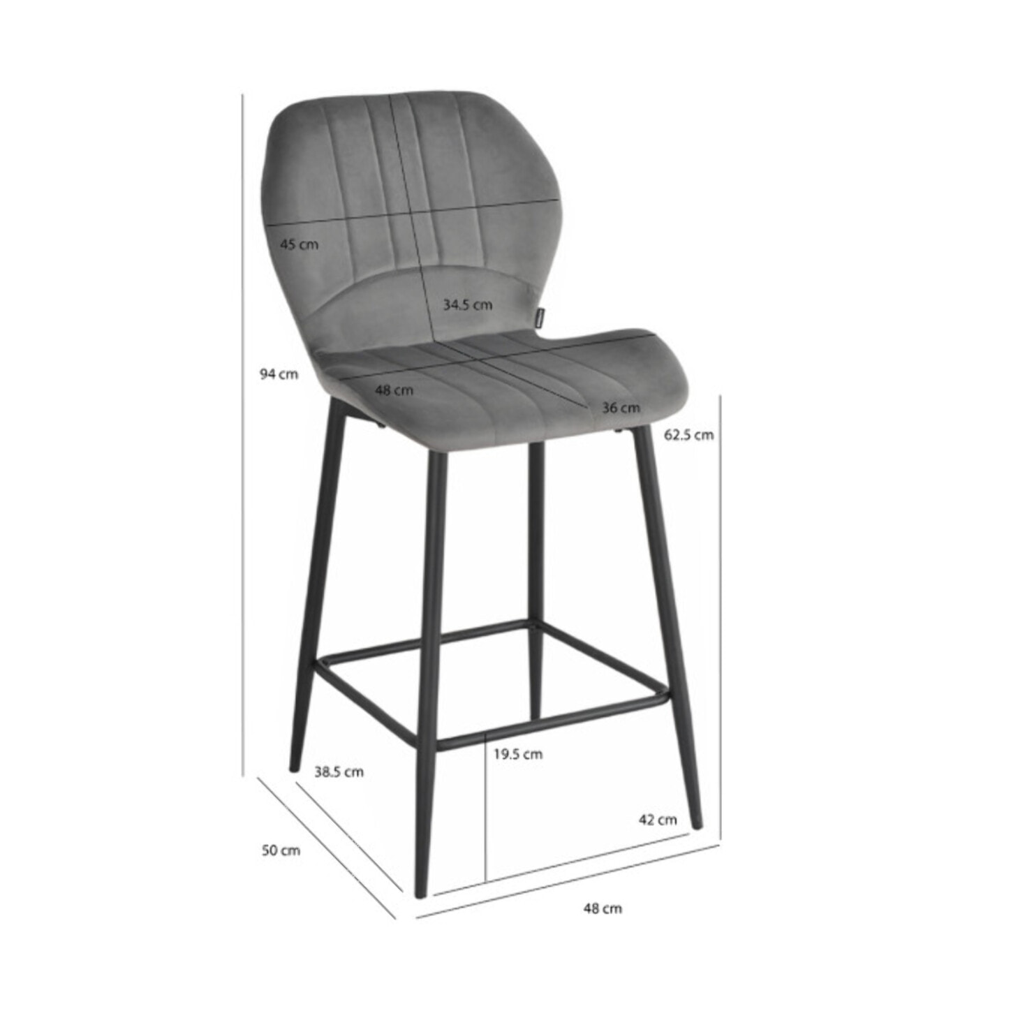 Chaise de bar en velours avec pieds en métal noir - FAUSTINE 2