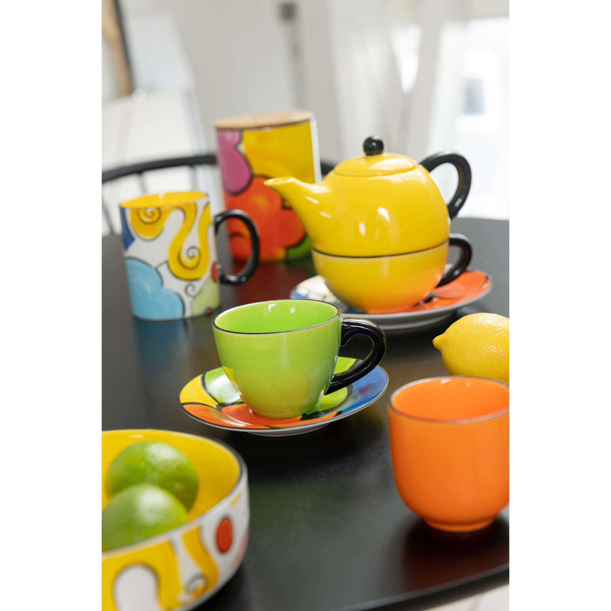 J-Line tasse + sous-tasse - porcelaine - mix - 3 pcs