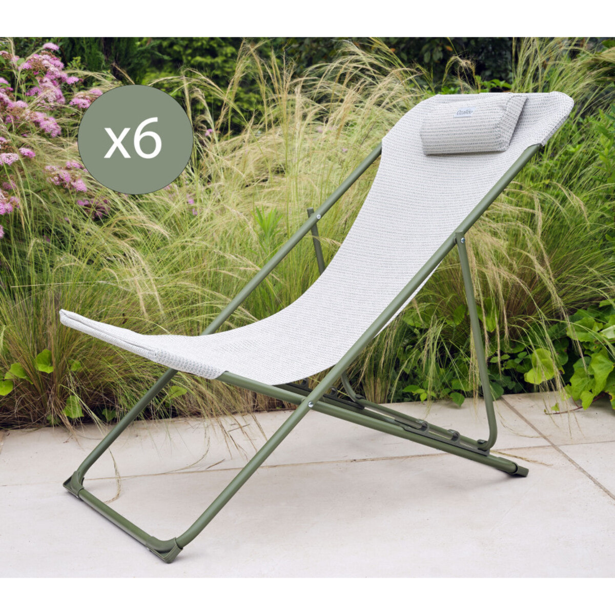 Lot de 6 Chiliennes en acier - vert mélèze - SUNNY
