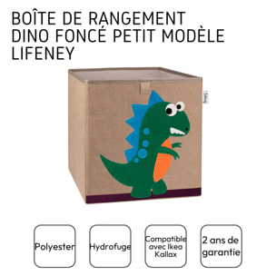 Boîte de rangement en tissu pour enfant "dinosaure vert foncé", compatible Ikea Kallax Lifeney