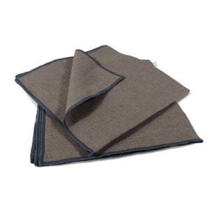 Lot de 2 serviettes en lin lavé avec bourdon contrasté, TABLE NATURELLEMENT LIN