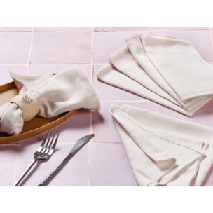 Serviette de table - 6 pièces - Lin et coton blanc crème
