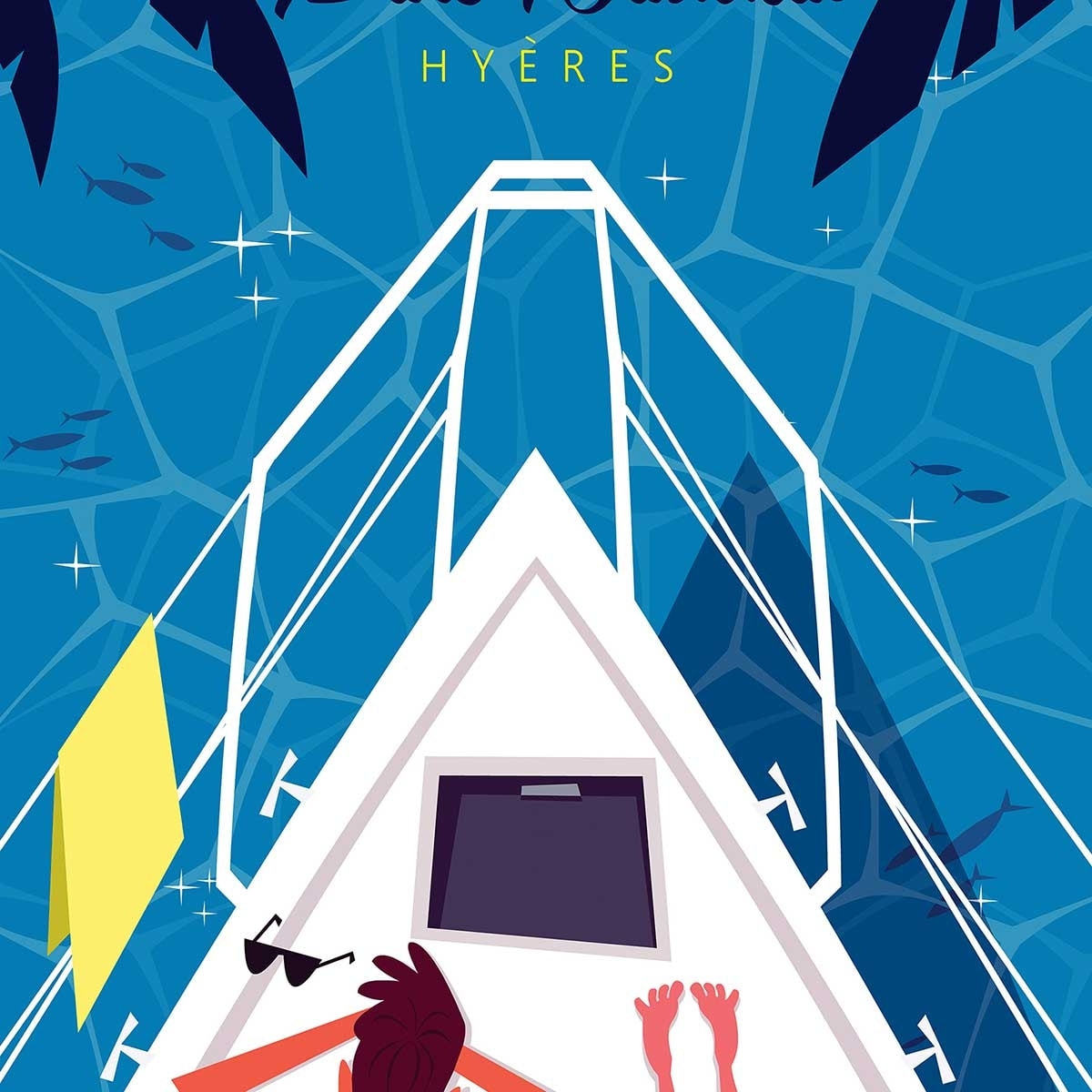 Poster de bronzette à port cros Affiche + cadre en bois - Chêne