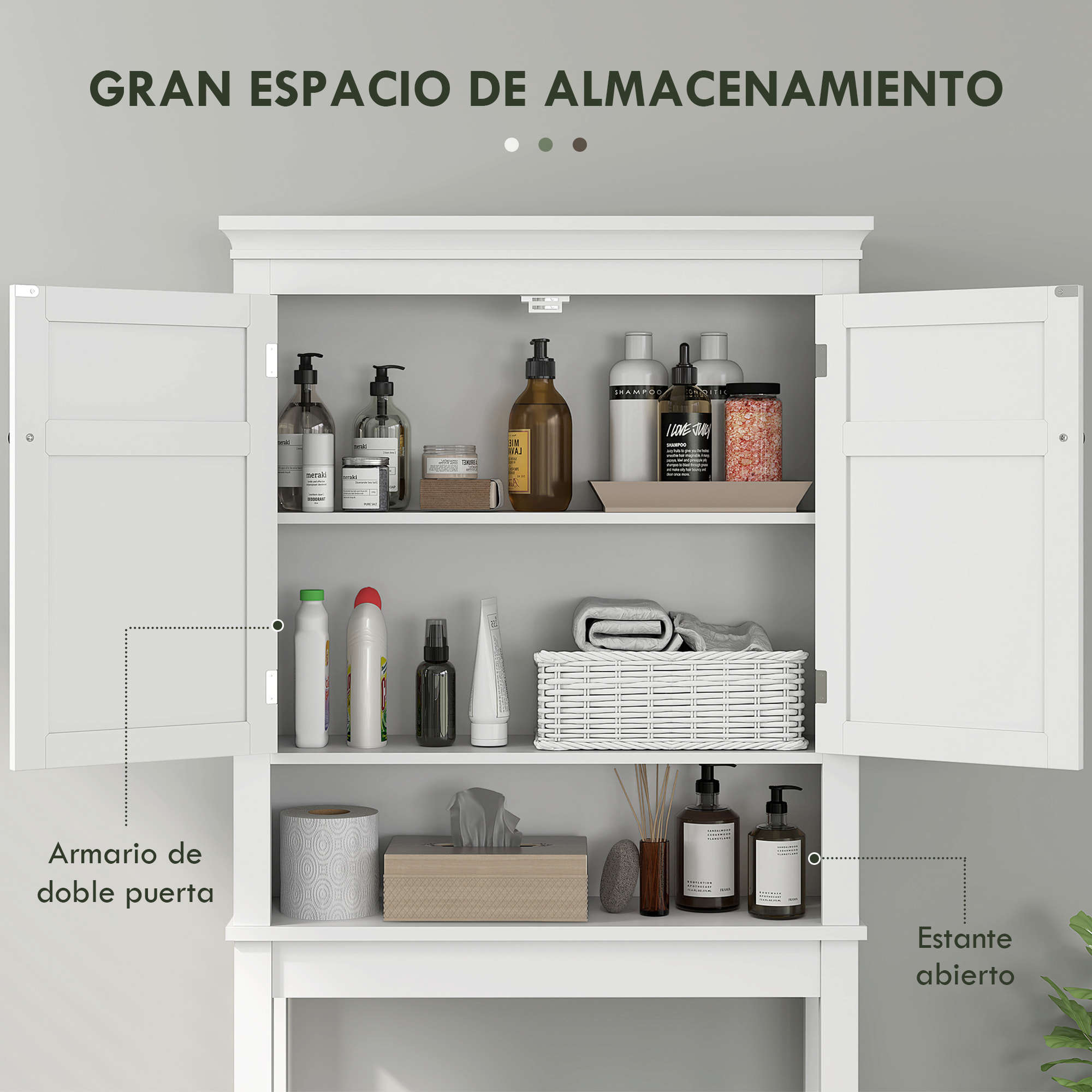 Mueble sobre Inodoro Armario para Lavadora con 2 Puertas Compartimento y Estante Ajustable Mueble para Baño 70x20x175 cm Blanco