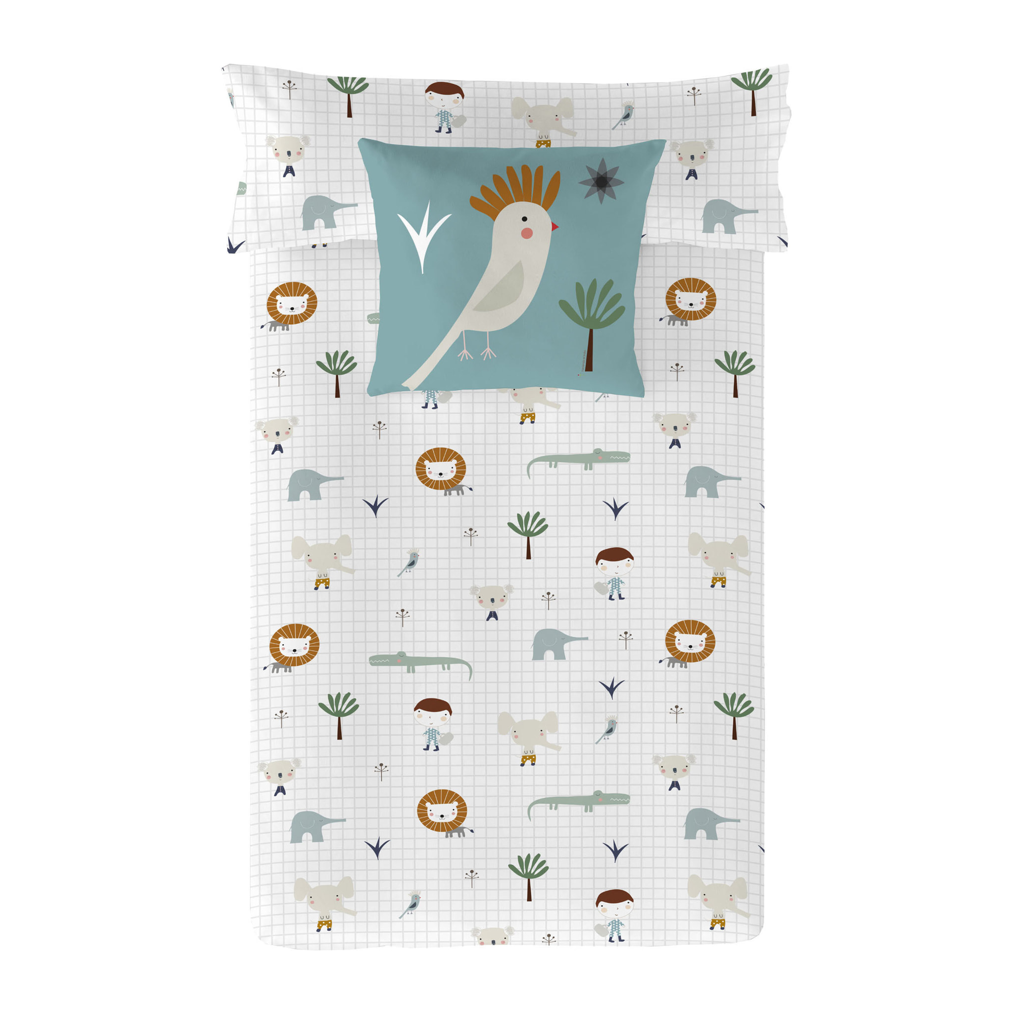 Haciendo el Indio - Funda Nórdica Estampada - Reversible - Infantil - Cierre Solapa - 100% Algodón - Incluye 1 Funda de Almohada - Jungla niño