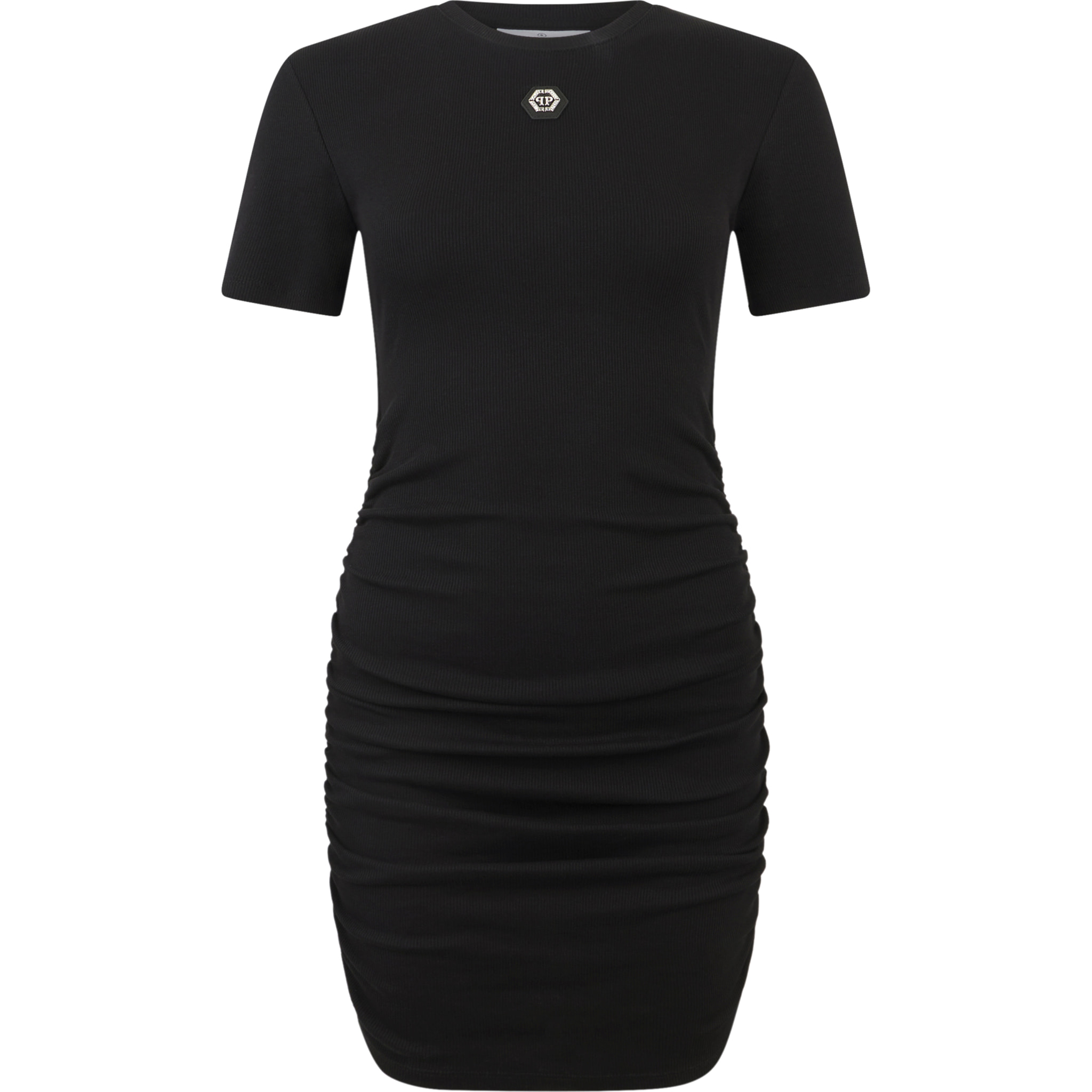 PHILIPP PLEIN Open Back Mini T-Shirt Dress Signature Pendant Signature