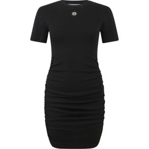 PHILIPP PLEIN Open Back Mini T-Shirt Dress Signature Pendant Signature