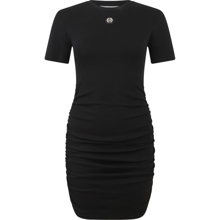 PHILIPP PLEIN Open Back Mini T-Shirt Dress Signature Pendant Signature
