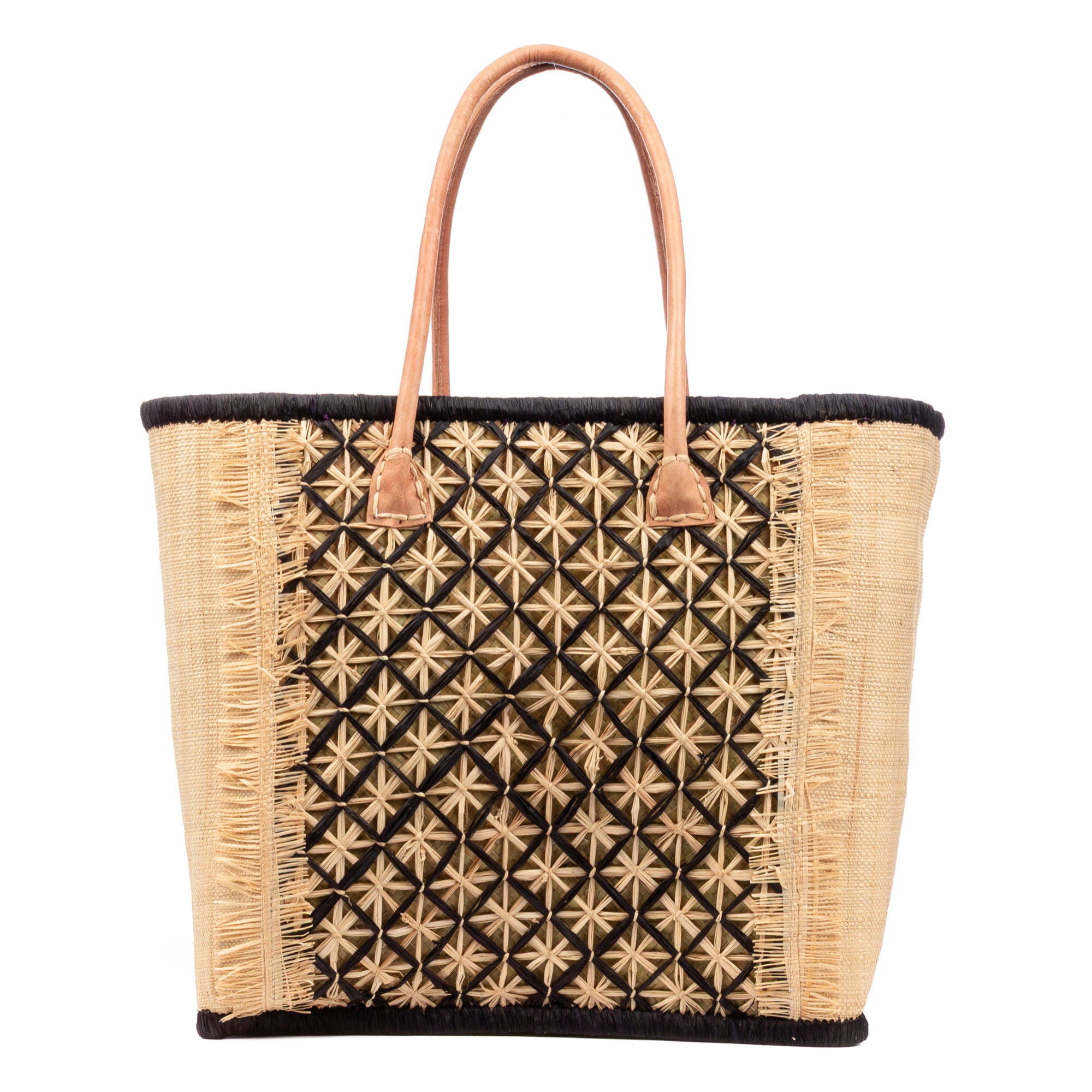 Villafrati bolso de hombro mujer. Fabricado en rafia y paja, con asas de cuero.