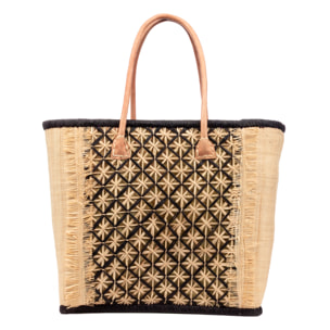 Villafrati bolso de hombro mujer. Fabricado en rafia y paja, con asas de cuero.