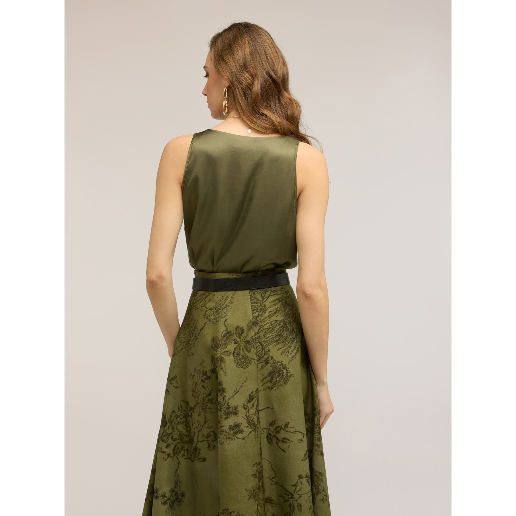 Motivi - Top in raso a spalla larga - Verde militare