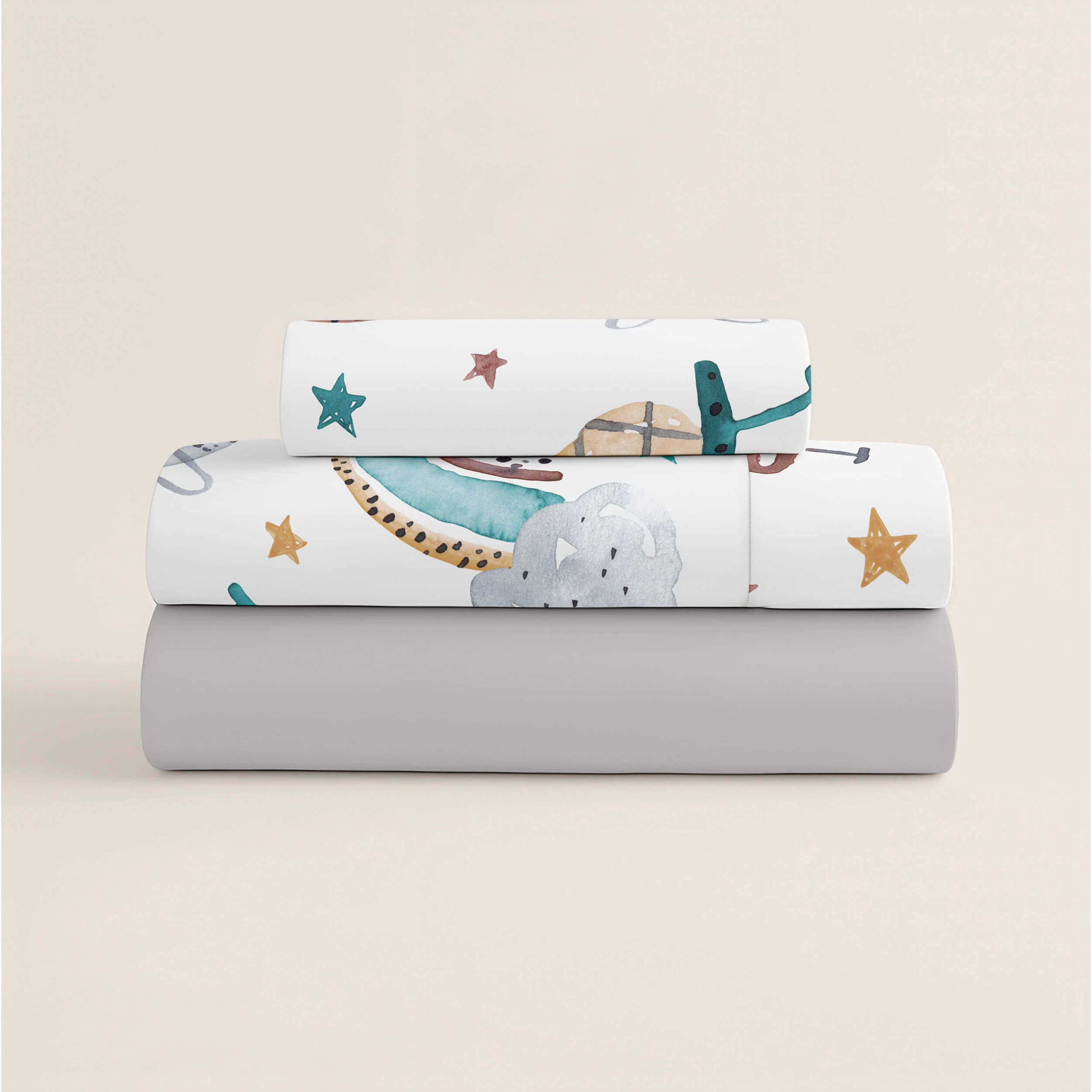 Juego de Sábanas Estampadas - Infantil - 100% Algodón - Incluye 1 Funda de Almohada + 1 Sábana Bajera - Rocket