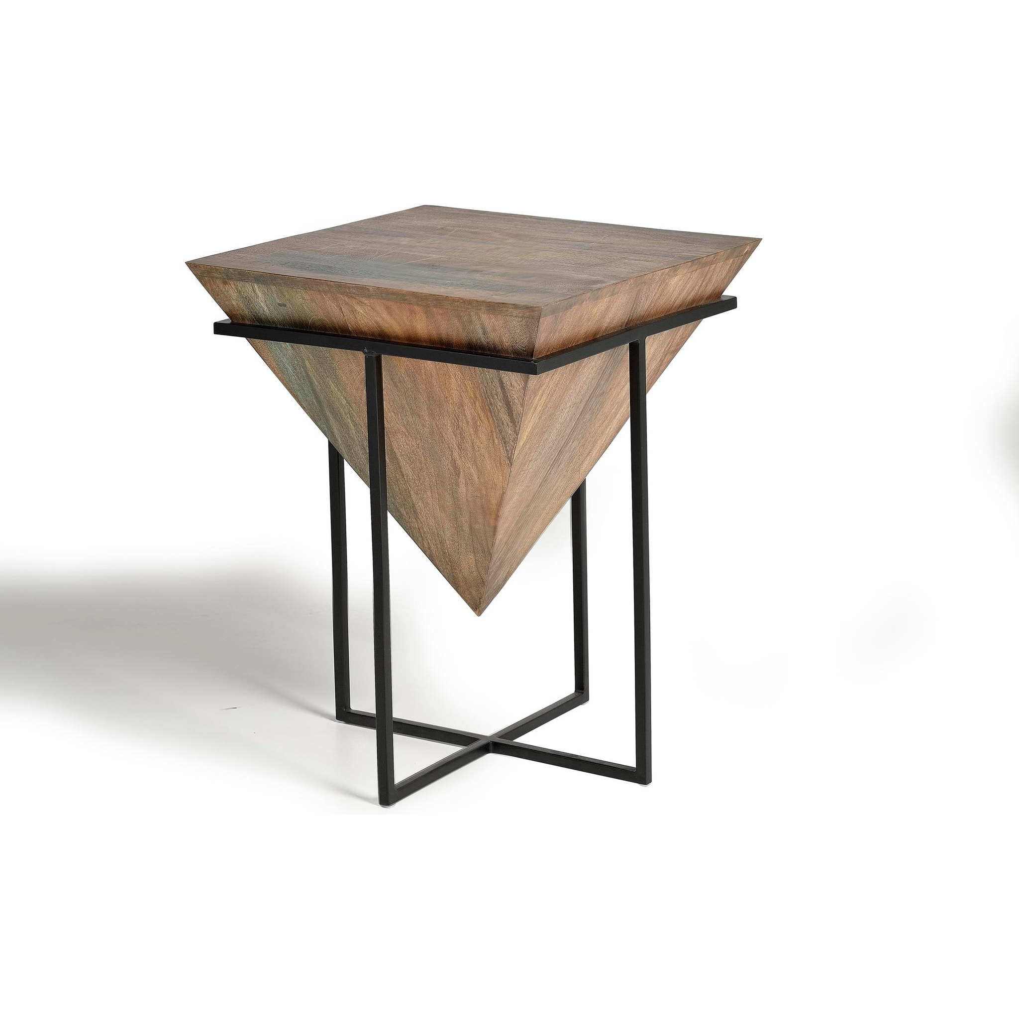 Mesas Auxiliare de Madera de Mango 50 Cm Estilo Industrial Vintage