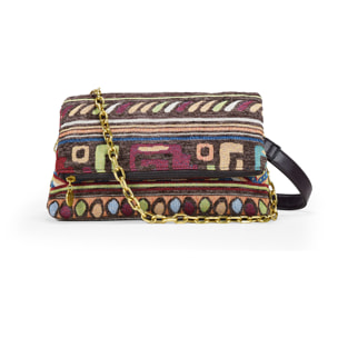 Bolso bandolera marrón con estampado jacquard