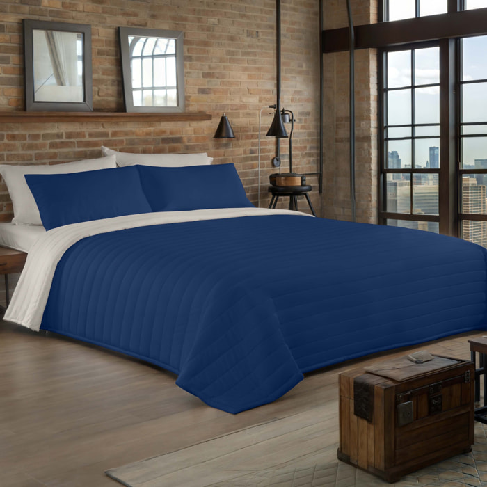 Naturals - Colcha Bouti - Lisa - Reversible - 100% Microfibra - 70 gr/m² - Azul 1/L198 Piedra