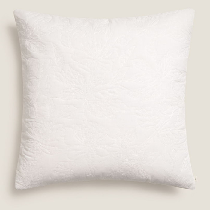 Funda de cojín de algodón bordado floral Resfli color blanco Algodón