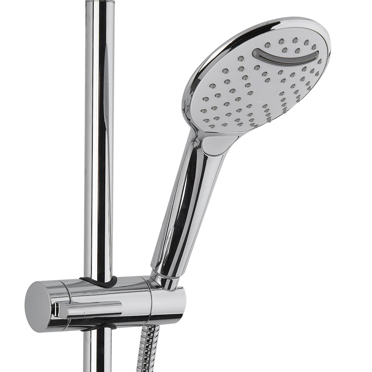 Colonne douche, Douchette 3 jets, mitigeur thermostatique, Barre réglable en hauteur, Chrome/Blanc SATSSTKP