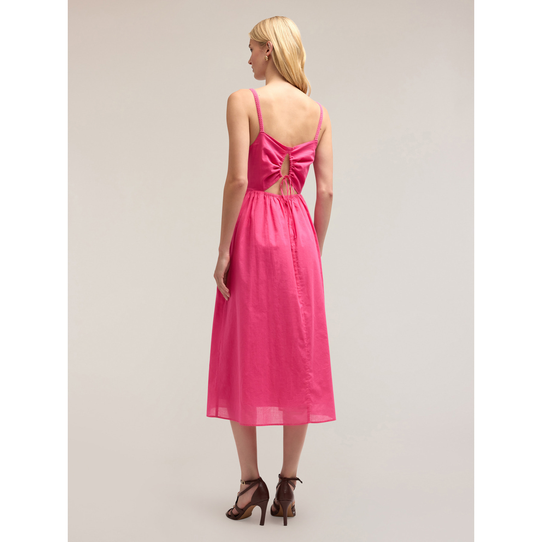 Motivi - Vestido de voile con recorte en la espalda - Fuchsia