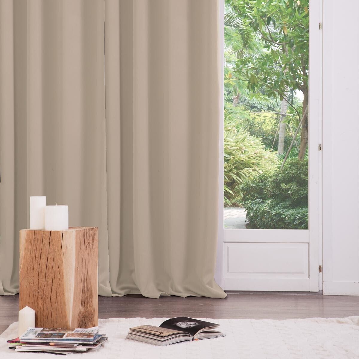 Lot de 2 rideaux occultants beige - 135x240 cm