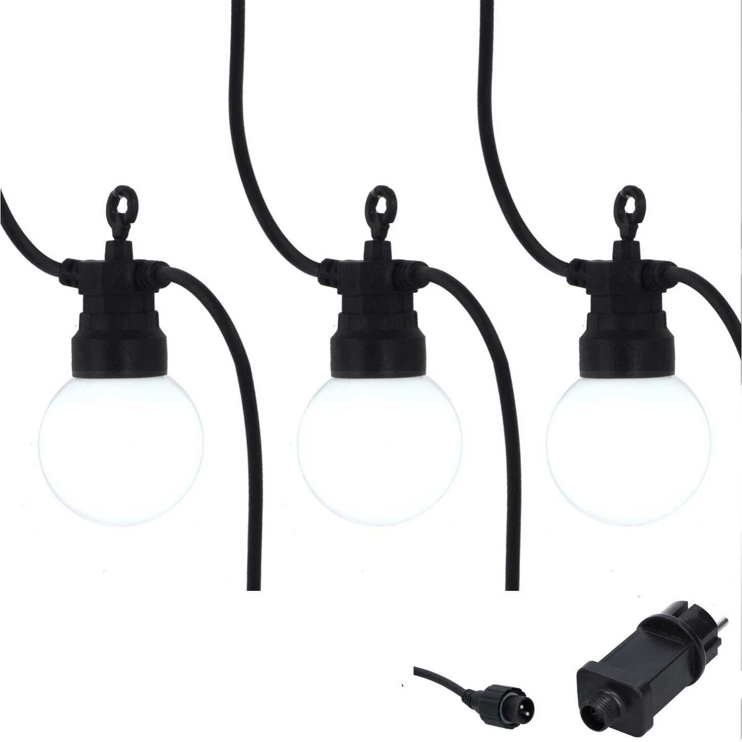 Catena in plastica da 5m con 10 lampadine a luce bianco freddo