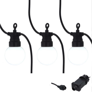 Catena in plastica da 5m con 10 lampadine a luce bianco freddo