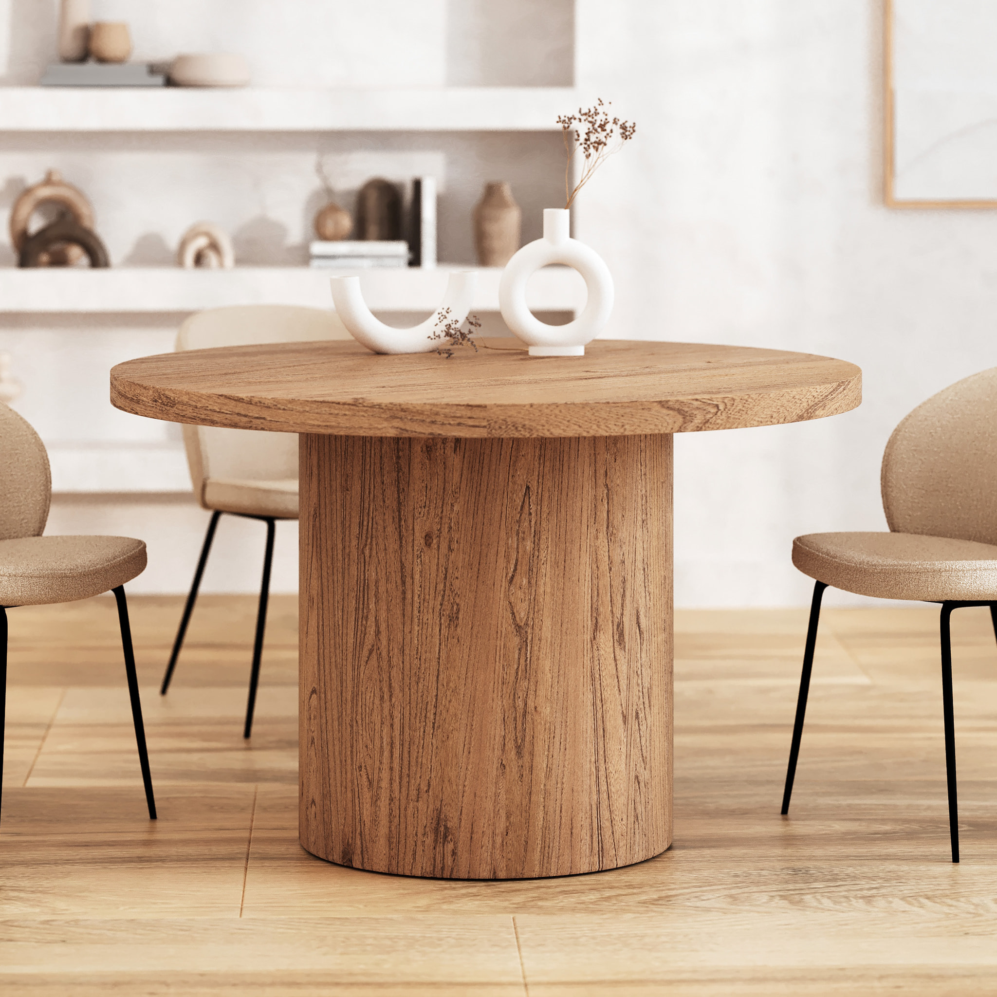 Table ronde en bois d'orme 4 personnes - Gaston
