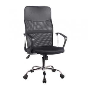 Fauteuil de bureau à roulettes en mesh noir réglable et inclinable - TEXTO