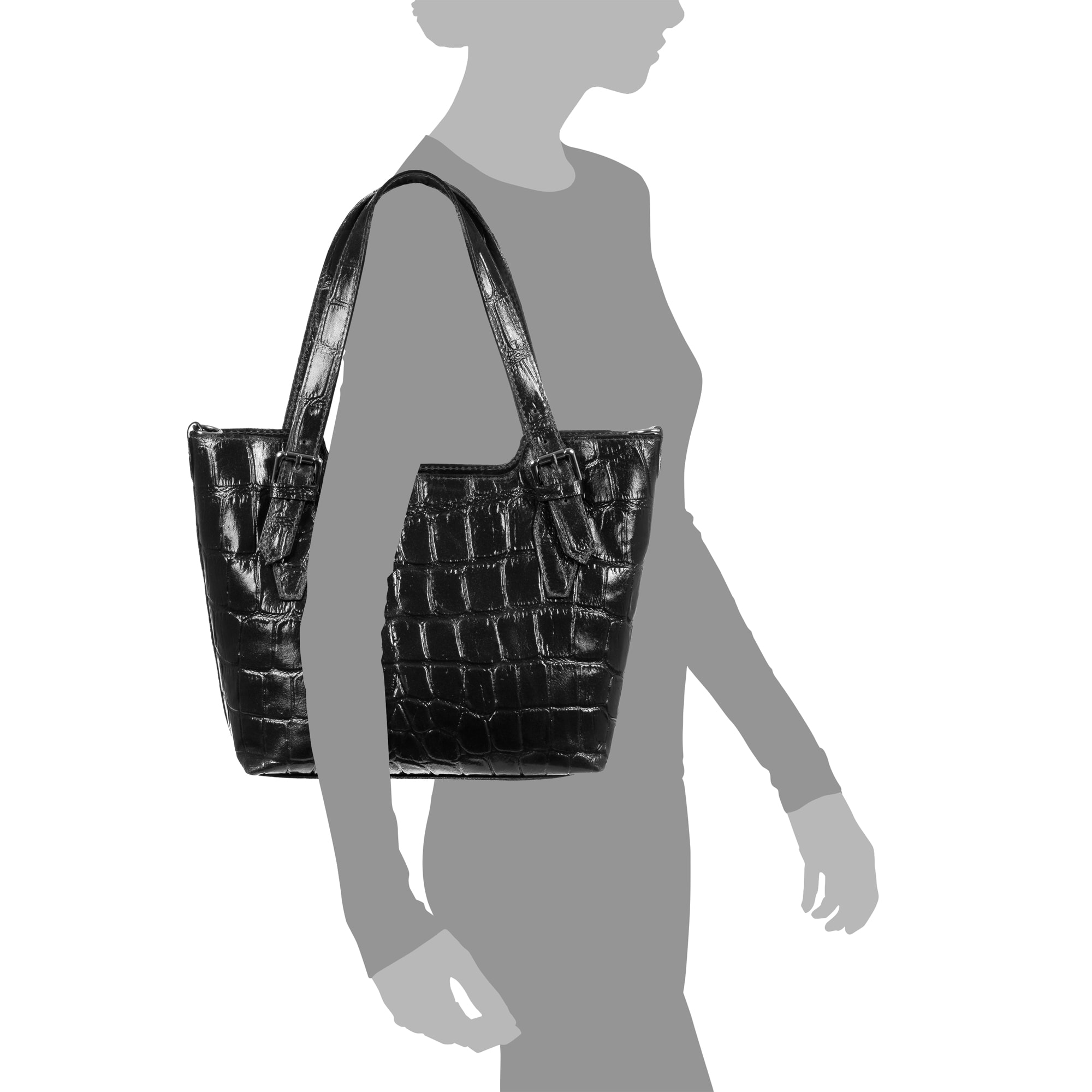 Arezzo Bolso tote Mujer.Piel auténtica Gamuza Grabado Cocodrilo Grande  Camoscio