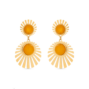 Pendientes de Cristal Naranja acabados en oro amarillo de 18k