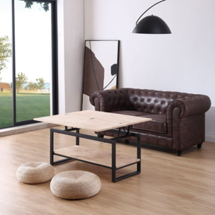 Mesa de centro elevable extensible Rens Negro - Roble