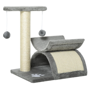 Árbol Rascador para Gatos Pequeños 43 cm Torre para Gatos con Poste Giratorio con Bolas de Juego Plataforma y Caseta 40x30x43 cm Gris