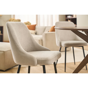 Chaises en tissu chenille beige et métal noir (lot de 2) HASTA