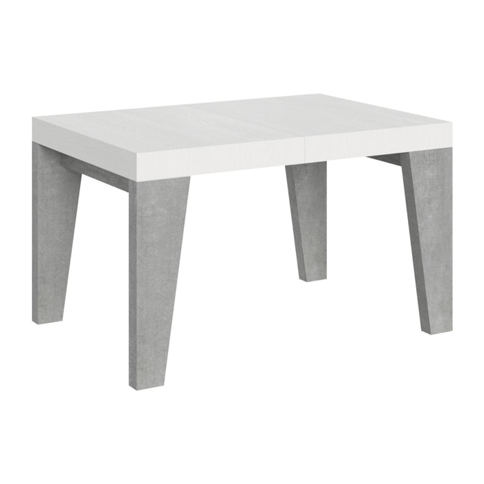 Mesa extensible 90x130/234 cm Naxy Mix tapa Fresno Blanco patas Cemento