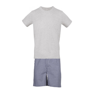 Pigiama leggero UOMO cotone quadretto bianco e blu