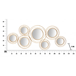 Decorazione da parete, Ferro e Specchio, Colore Oro, Misure: 125 x 4 x 54 cm